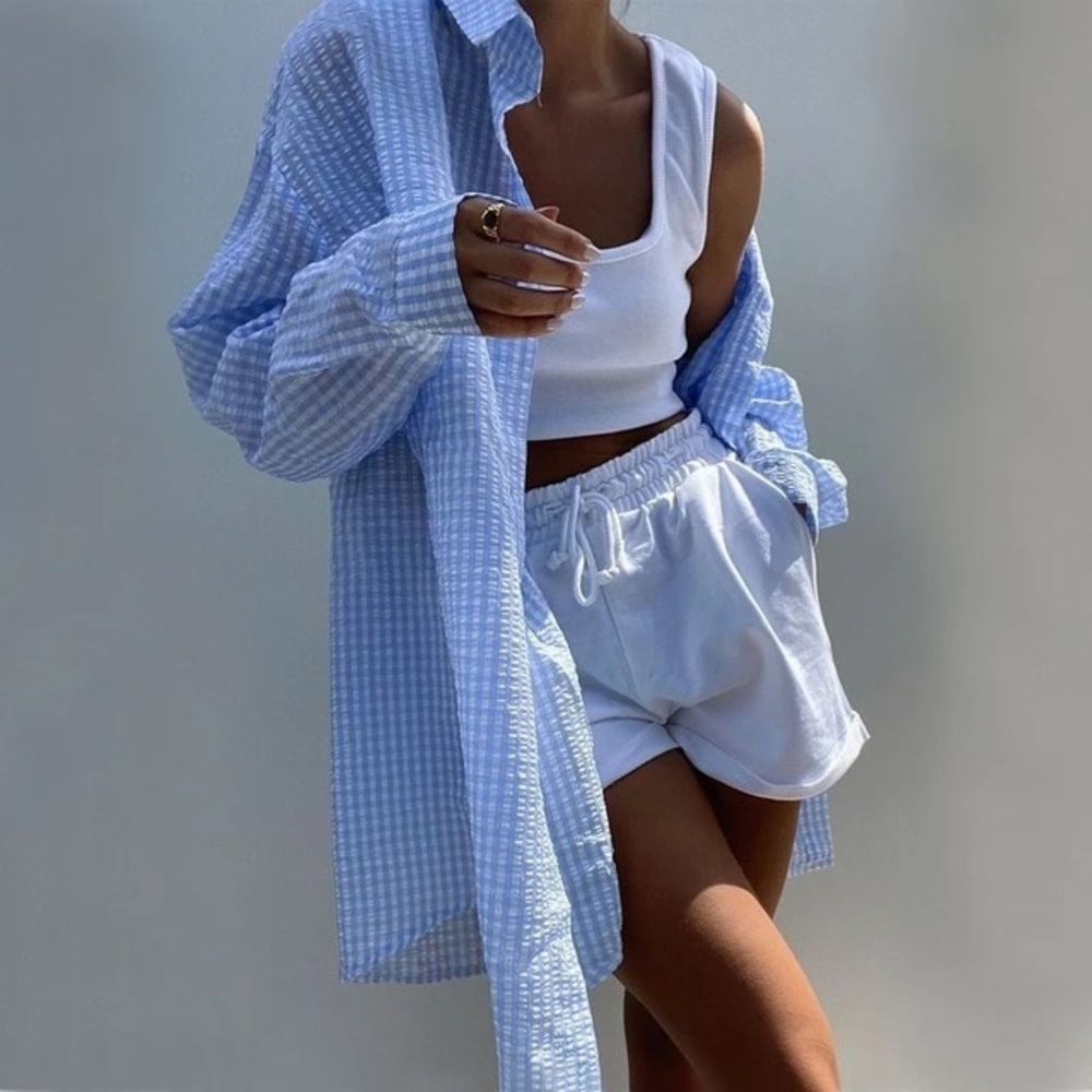 Blue button down shirt